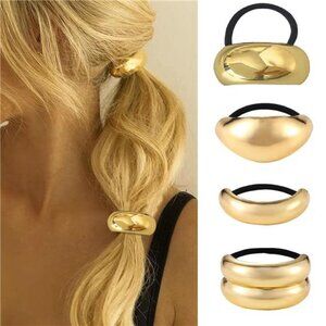 Gold Metal Hair Ties | Durable Alloy & Strong Elastic | Chic Everyday Accessory